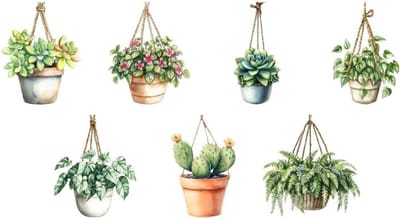 5 Stijlen Hangende Planten Vinyl Decal Stickers, Waterdichte Zelfklevende Decoratie voor Auto, Laptop en Muur met Succulenten en Klimplanten