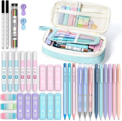 Aesthetic School Supplies: 36 Stuks Schattige Mechanische Potloden 0.5mm, 0.7mm, 0.9mm en 2mm met 624 Vullingen voor Schrijven, Tekenen en Creatieve Projecten