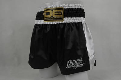 Danger Eco Muay Thai Shorts - Satijn - Zwart/Wit S
