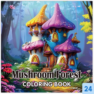 Mushroom Forest Kleurboek voor Volwassenen, Tieners en Kinderen - Premium Cozy Coloring Book met 24 Unieke Kabouter & Paddenstoelen Designs - Anti Stress Doeboek & Tekenboek