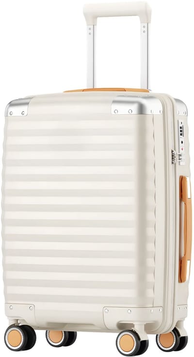 Handbagagekoffer – Voor reizigers – Duurzaam en lichtgewicht – Harde witte schaal met TSA-slot, spinnerwielen (51 cm)