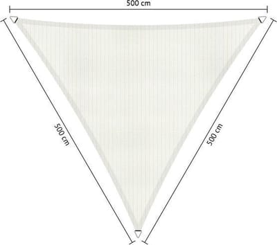 Shadow Comfort® Gelijkzijdige driehoek schaduwdoek - UV Bestendig - Zonnedoek - 500 x 500 x 500 CM - Mineral white