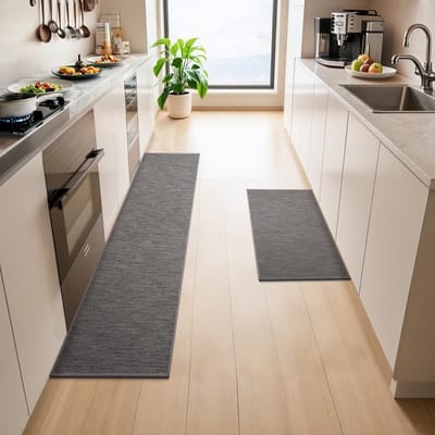 aladdien - Keukenmat - Antislip - Comfortabel en absorberend - Grijs - Wasbaar - Set van 2 - Geschikt voor keuken en woonkamer