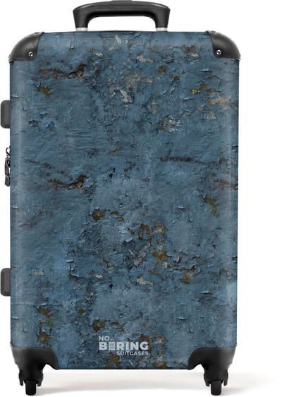 NoBoringSuitcases.com® - Koffer groot - Rolkoffer lichtgewicht - Blauw verweerde muur met roestsporen - Reiskoffer met 4 wielen - Grote trolley XL - 20 kg bagage - Valiezen middelgroot - Hardcase bagagekoffer - Suitcase large