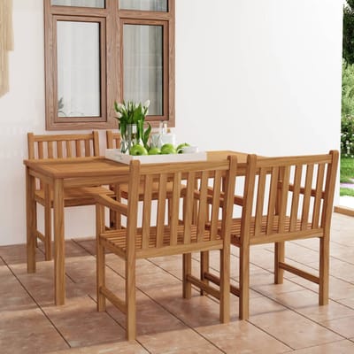 vidaXL - 5-delige - tuinset - 180x90 - cm - massief - teakhout