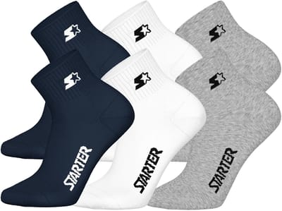 STARTER Quarter Socks - 6-pack - Navy/Wit/Grijs - Maat 35/38