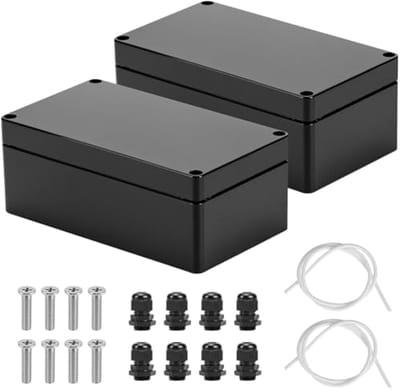 2 Stuks Waterdichte ABS Kunststof Verdeeldoos IP65 - Elektrische Dozen 158 x 90 x 60 mm - Zwart