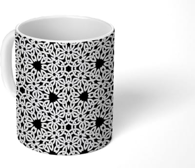 Mok - Koffiemok - Celtic - Zwart - Wit - Vintage - Patronen - Mokken - 350 ML - Beker - Koffiemokken - Theemok