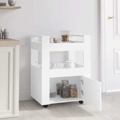 vidaXL - Keukentrolley - 60x45x80 - cm - bewerkt - hout - wit