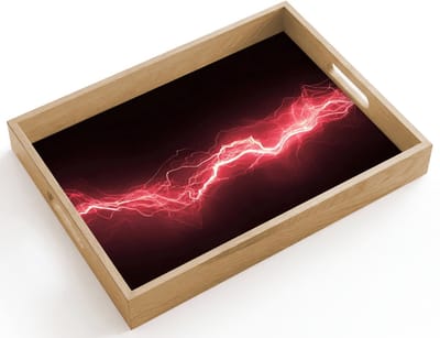 Dienblad hout 40x30 cm - Schootdienblad - Gaming - Rood - Elektriciteit - Energie - Lijn - Borrelplank rechthoek - Plateau dienbladen