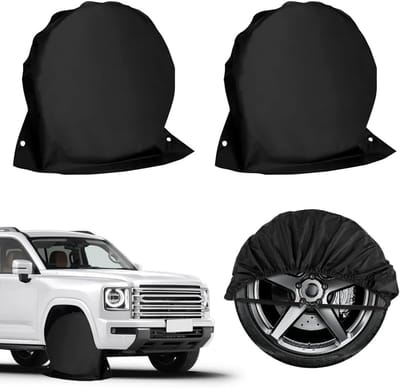 Dailygoods- Wielafdekking 2 Stuks - Waterdichte Bandenhoes - Anti-vorst/Beschermhoes - Universeel voor Caravans/Campers - Duurzaam/Multi-seizoenen - Eenvoudig te Installeren