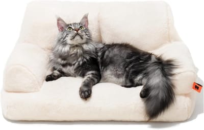 Famanu – Stijlvol Kattenbed en Kleine Hondenbank – Zachte Pluche Kattenbank, Afmeting 66 x 48 cm, Voor Grote Katten en Kittens