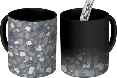Magische Mok - Foto op Warmte Mokken - Koffiemok - Retro - Terrazzo - Geometrie - Patronen - Magic Mok - Beker - 350 ML - Theemok