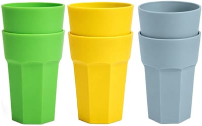 Plasticforte onbreekbare drinkglazen - 6x stuks - kunststof/plastic - mix van 3 kleuren - 520 ml - 13 cm