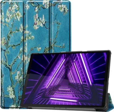 Hoes - Geschikt voor Lenovo Tab M10 FHD Plus (2e / 2nd Generatie) - Dun & Stevig - Trifold Bookcase - Hard Cover - Hardcover Book Case - Tablet Hoesje - Bloesem