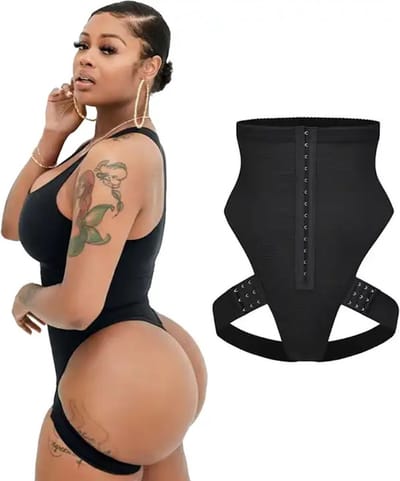 Wow Peach - High Waist Shaper Cuff Butt Lifter - Shapewear - Buik Korset - Thong - Bodyshaper - Verstelbaar - Zwart - Medium