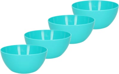 Plasticforte Schaaltjes - 4x - kunststof - kommetjes - dessert/ontbijt - D14 x H6 cm - blauw