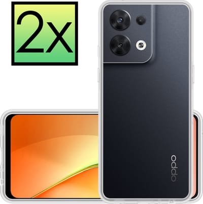 Hoesje - 2 Stuks - Geschikt voor OPPO Reno 8 - Sterk & Shockproof - Case Siliconen - Back Cover - Telefoon Hoes - Transparant
