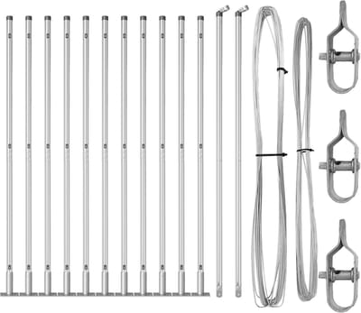 vidaXL - Hekpaal - met - betonnen - voet - 13 - st - zilver - Gepoedercoat - staal