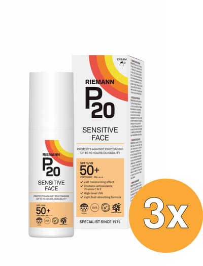 3x Riemann P20 Sensitive Face SPF50+ Creme (50 gr)