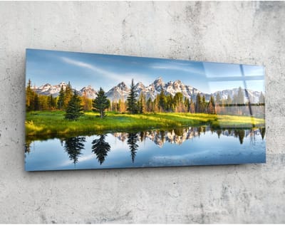 Panorama Glasschilderij - Landschappen - Natuur - Lente - 92 x 36 cm