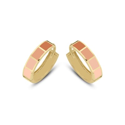 CO88 Collection Oorbellen Dames - Oorringen - Emaille - 16x4mm - Bruin - Staal - Goudkleurig - 8CE-70493