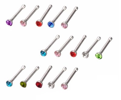 Fako Bijoux® - Neuspiercing - Staafje Kristal - 1.8mm - Gekleurd - 60 Stuks