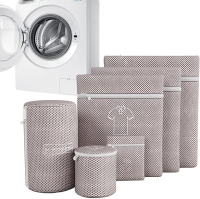 Wasnetten Set - Beschermzakken - Kleding Beschermen - Fijnmazig Gaas - 6 Stuks - Grijs