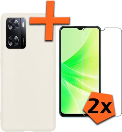 Hoes - Met 2x Screenprotector - Geschikt voor OPPO A57 - Sterk & Shockproof - Back Cover - Siliconen Case - Telefoon Hoes - Wit