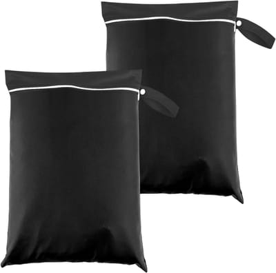 2 stuks natte tas - reiswaszak - grote natte tas - vuile waszak voor op reis - waterdichte zwemtas - tas voor natte zwemkleding 30 * 40cm (zwart)