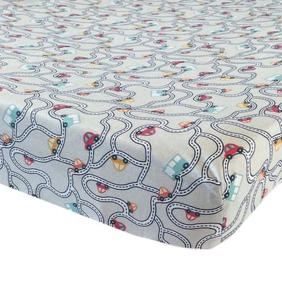 BINK Bedding Hoeslaken Traffic Grey  Wieg/Kinderwagen 40 x 80 cm