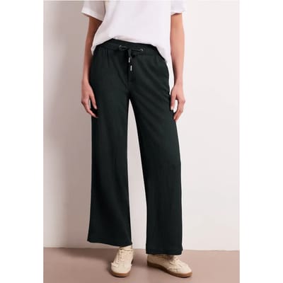 High Waist broek met wijde pijpen in casual pasvorm