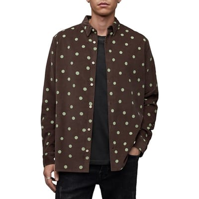 AllSaints Ocular Ls Shirt Red Maat: XS | Casual Overhemden Outlet | Heren | Bruin