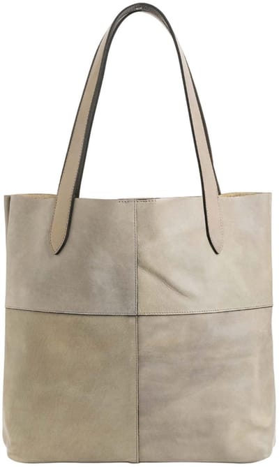 b.belt Leren schoudertas Meggy Shopper Light Grey grijs