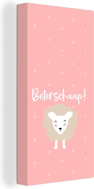 Canvas Schilderij Sterkte - Quotes - Stippen - Schaap - 20x40 cm - Wanddecoratie