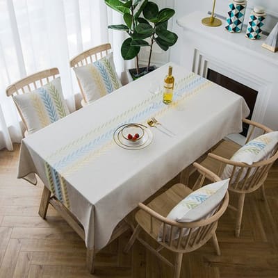 Polyester Linnen Waterdicht Modern Blad Bloem Tafel Vlag Geborduurd Geometrisch Tafelkleed Rechthoekig Theetafel Tafelkleed Tafel 90x90cm