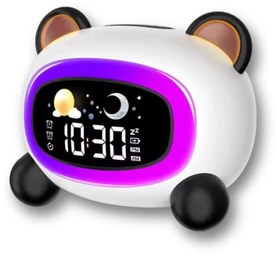 Slaaptrainer Kind – Wekker Kinderen met Nachtlampje & Geluiden – Digitale Slaapwekker Peuter – Panda Design – Oplaadbaar via USB-C
