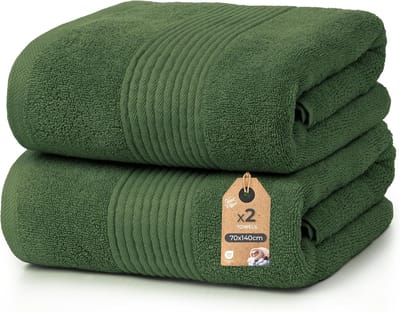 Badhanddoeken Set - Zachte Handdoeken - Dagelijks Gebruik - 100% Katoen 500 g/m2 - 70x140 cm - Groen