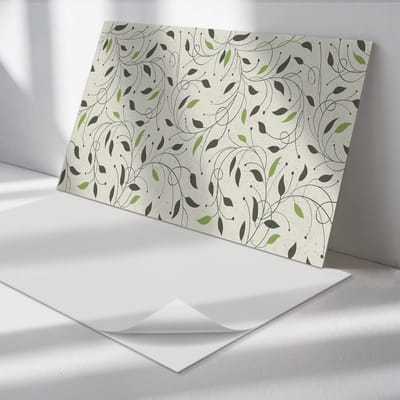 Wallfluent Vinyl Wandpaneel - Patroon met bladeren en twijgjes Zelfklevend Wandpaneel - 100 cm x 50 cm - Groente PVC wandpaneel - 1 stuk - Rechthoekig Wandbekleding Vinyl - Bloemen Wandpaneel - PVC Muurpaneel - Wandpaneel Keuken en Badkamer