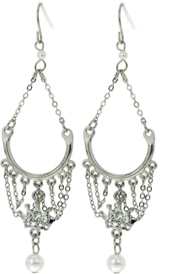 Behave - Oorhangers - Vintage glamour - Kroontje met parel - 8 cm