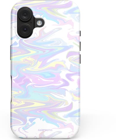 Casetastic hoesje geschikt voor Apple iPhone 16 - MagSafe - Dubbellaagse bescherming - IJsdans van kleur - Fashion Case - Wit Lichtgrijs Crème