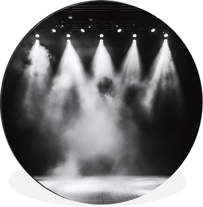 WallCircle - Wandcirkel - Muurcirkel - Theaterzaal - Mist - Spotlights - Zwart - Aluminium - Dibond - 30x30 cm - Binnen en Buiten