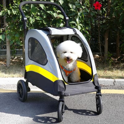 Hondenbuggy inklapbaar – hondenwagen voor kleine en middelgrote honden met 360° wielen en ventilatie tot 25 kg