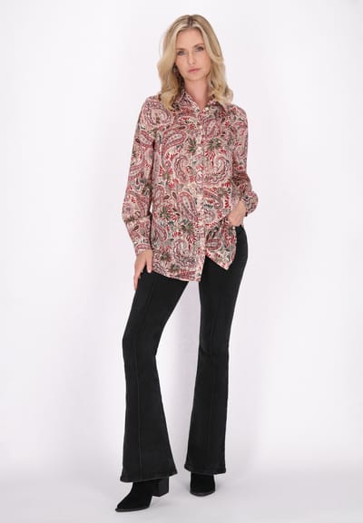 usha Blouse Dames Wol Wit Veelkleurig