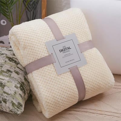 Verdikt Effen Kleur Mesh Ruit Deken Koraal Fleece Yoga Deken Flanellen Deken Dutje Vrije Tijd Handdoek Dekbed Kantoor Gebruik Dekking Is Pluche 70x100cm beige