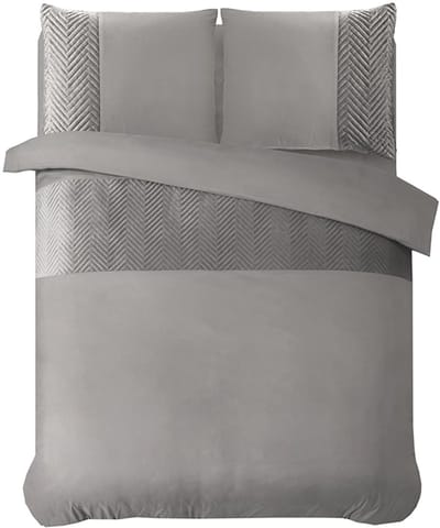 Crosstra Velvet Dekbedovertrek Grijs/Zand-Lits-jumeaux (240 x 200/220 cm)