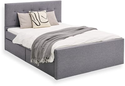 Homestyle4u Tweepersoonsbed - 140x200 cm - Gestoffeerd bed - met 4 Lades - Grijs