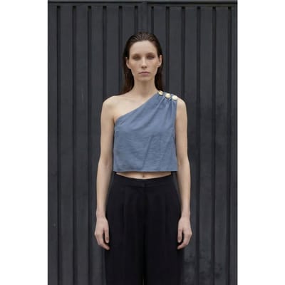 Asymmetrische Kraag Mouwloze Chiffon Top