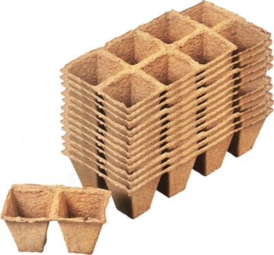 Famanu – Biologisch afbreekbare kweekpotten set van 96 - 3,5 x 3,5 cm - turfvrije zaaipotjes van cellulose