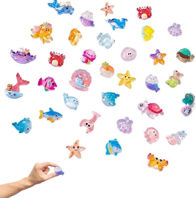 SnelShoppen - 36pcs Mini Ocean Ornaments Aquarium Decoratie - Miniatuur Zee Dieren van Hars - Kleurrijke Resin Zeeleven voor Mini Tuinen, Bonsai, Aqua
